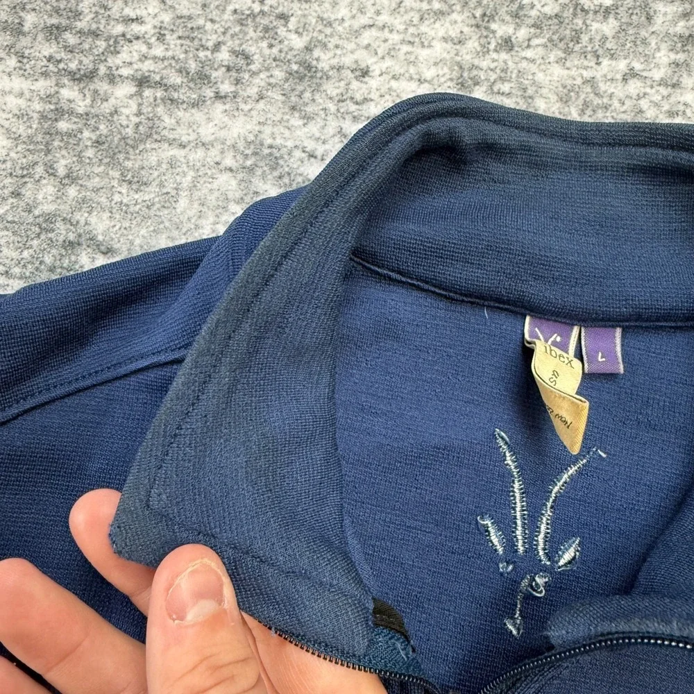 Ibex Vest Womens Large Blue Merino Wool Full Zip Lightweight Hiking Trail Travel